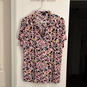 Jamie Sadock Pink and Black Patterned Blouse